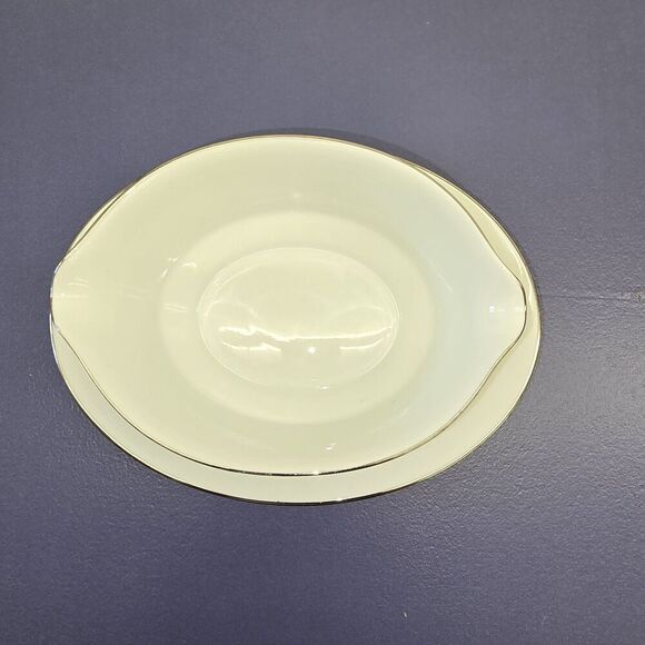 Noritake Ranier Gravy Bowl #6909 with Attached Plate Silver Lined - Picture 3 of 5